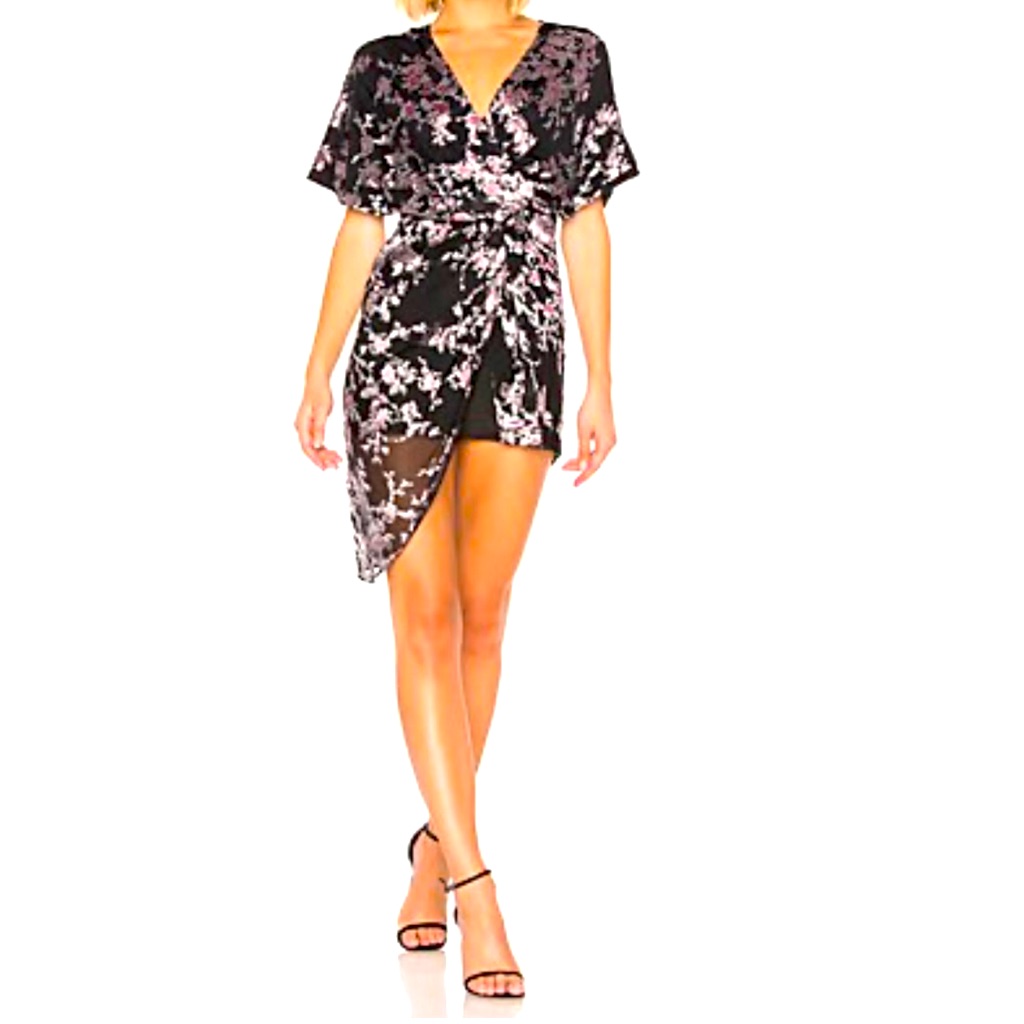 Chrissy Teigen X Revolve Laos Mini Dress In Black Blossom Print